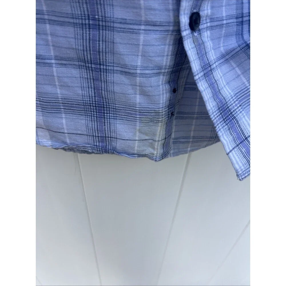 Banana Republic Men’s Large Striped Button Down Long Sleeve Linen Blend